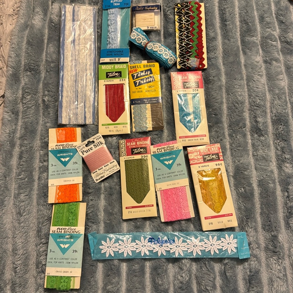 Lot of vintage trim and ribbon embroidery